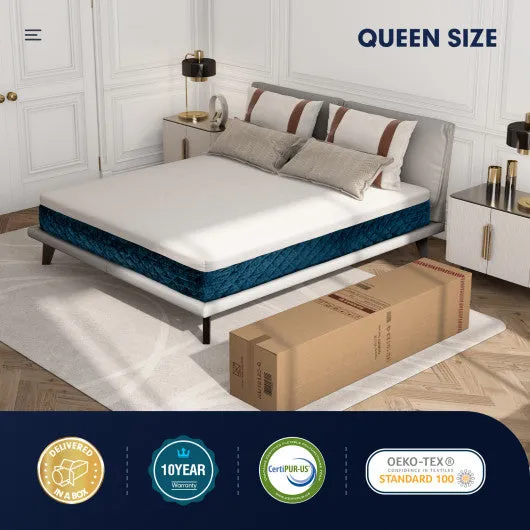10 Inch Mattress with Jacquard Fabric Cover in a Box-Queen Size