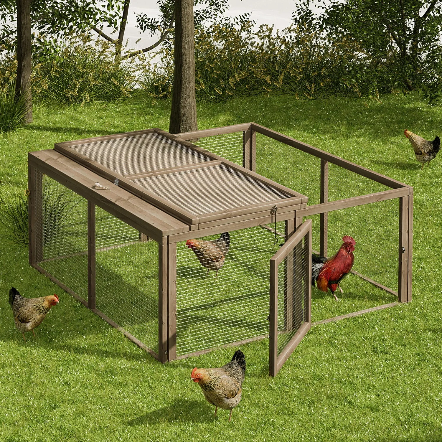 46" Width Foldable Wooden Chicken Coop Rabbit Hutch