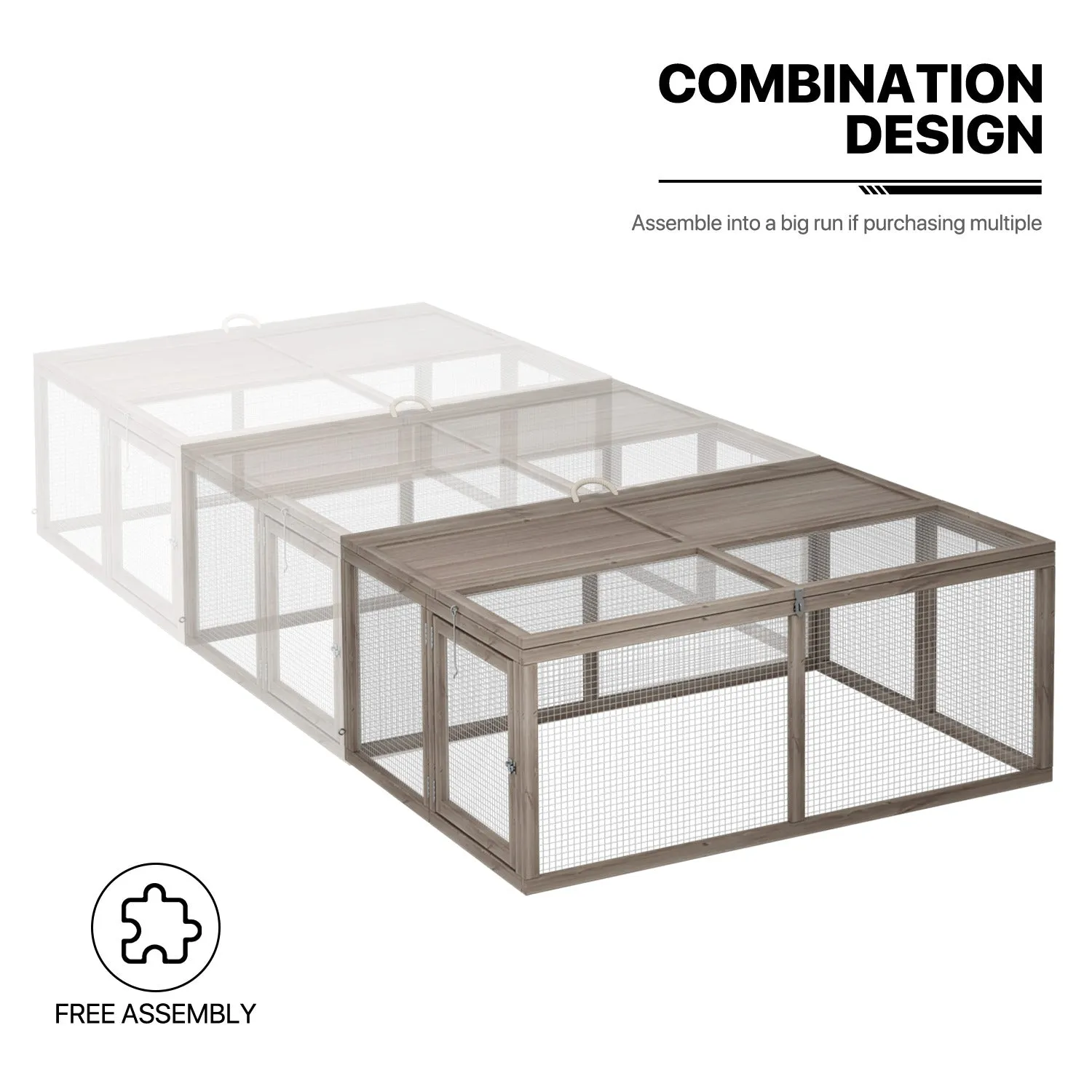 46" Width Foldable Wooden Chicken Coop Rabbit Hutch