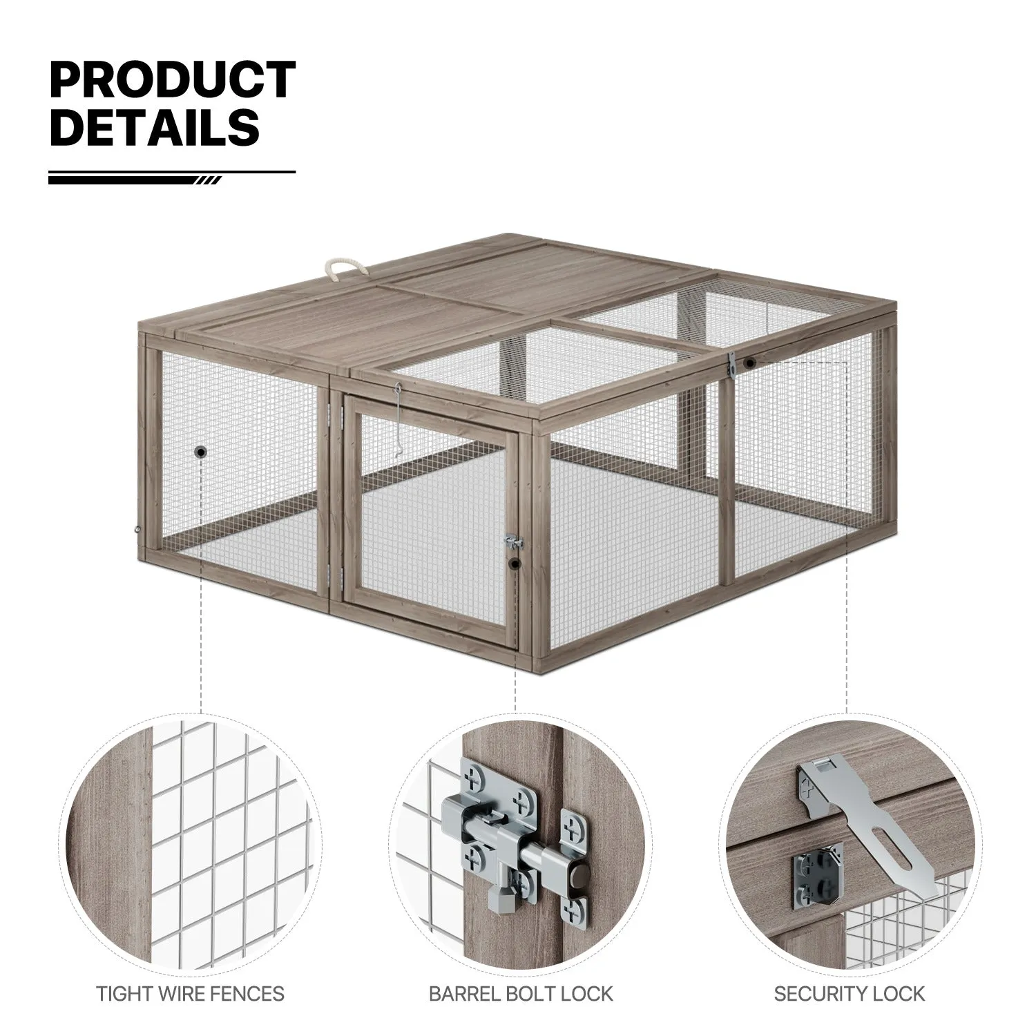 46" Width Foldable Wooden Chicken Coop Rabbit Hutch