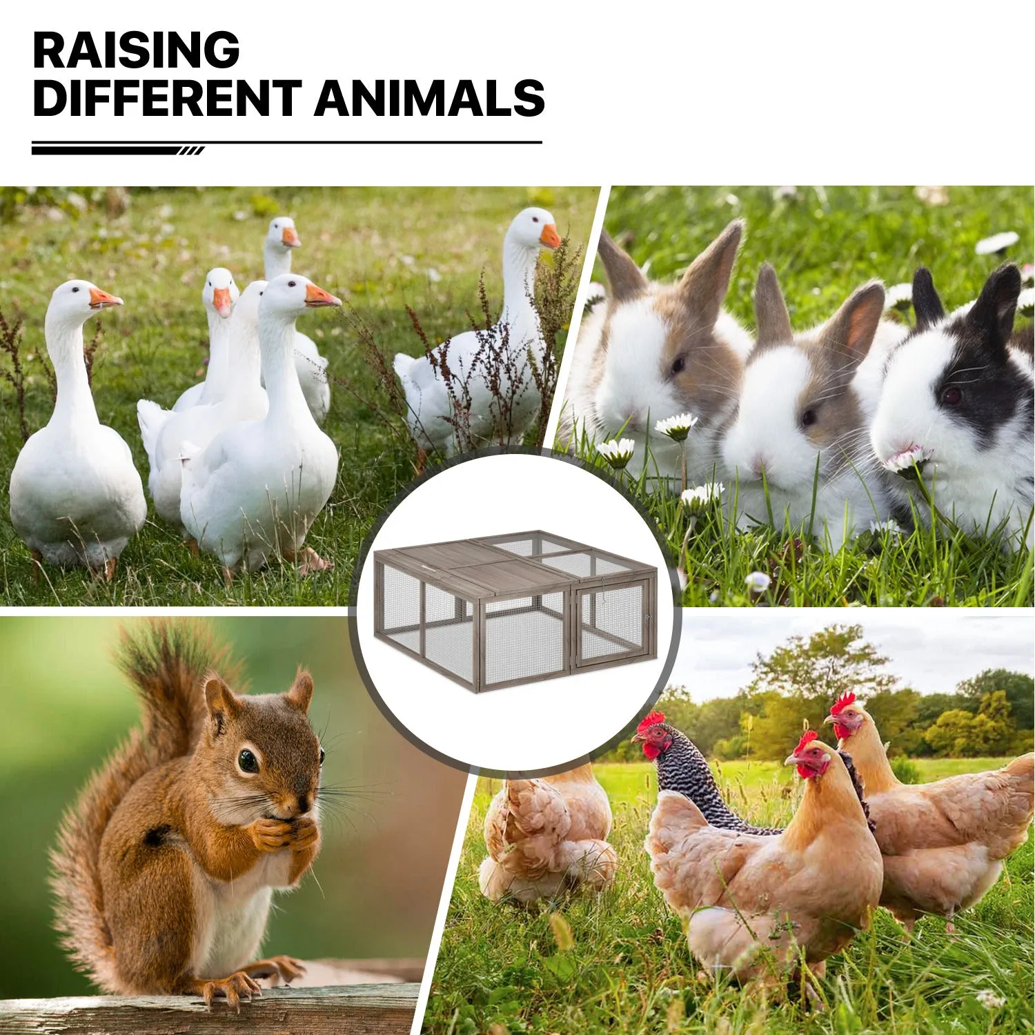 46" Width Foldable Wooden Chicken Coop Rabbit Hutch