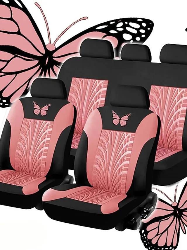 5 Seats Car Seat Cover Full Set Fully Surrounded Car Seat Cover  Car Interior Washable Breathable Comfortable Butterfly Pattern Embroidery Car Seat Cover