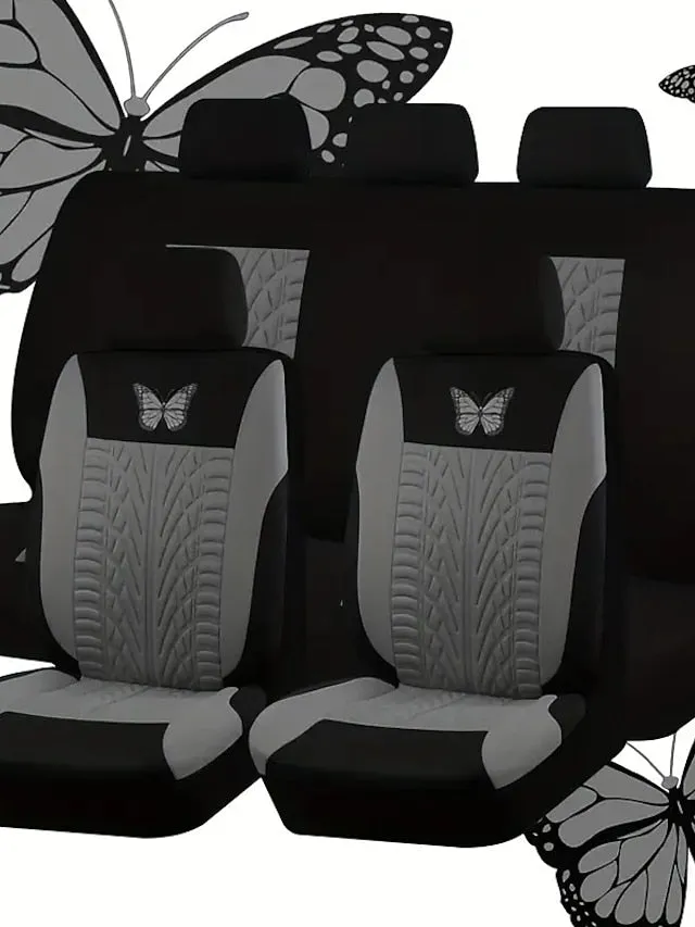 5 Seats Car Seat Cover Full Set Fully Surrounded Car Seat Cover  Car Interior Washable Breathable Comfortable Butterfly Pattern Embroidery Car Seat Cover