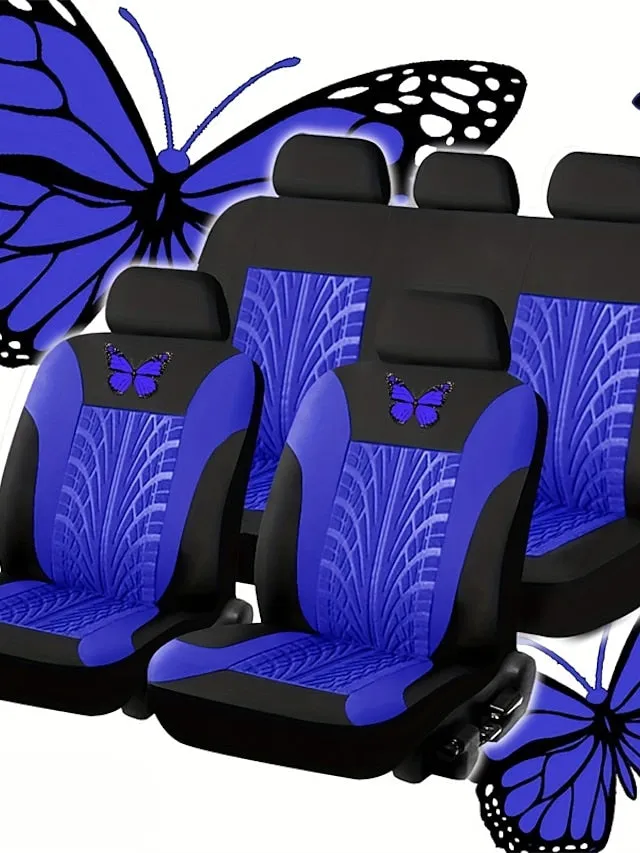 5 Seats Car Seat Cover Full Set Fully Surrounded Car Seat Cover  Car Interior Washable Breathable Comfortable Butterfly Pattern Embroidery Car Seat Cover