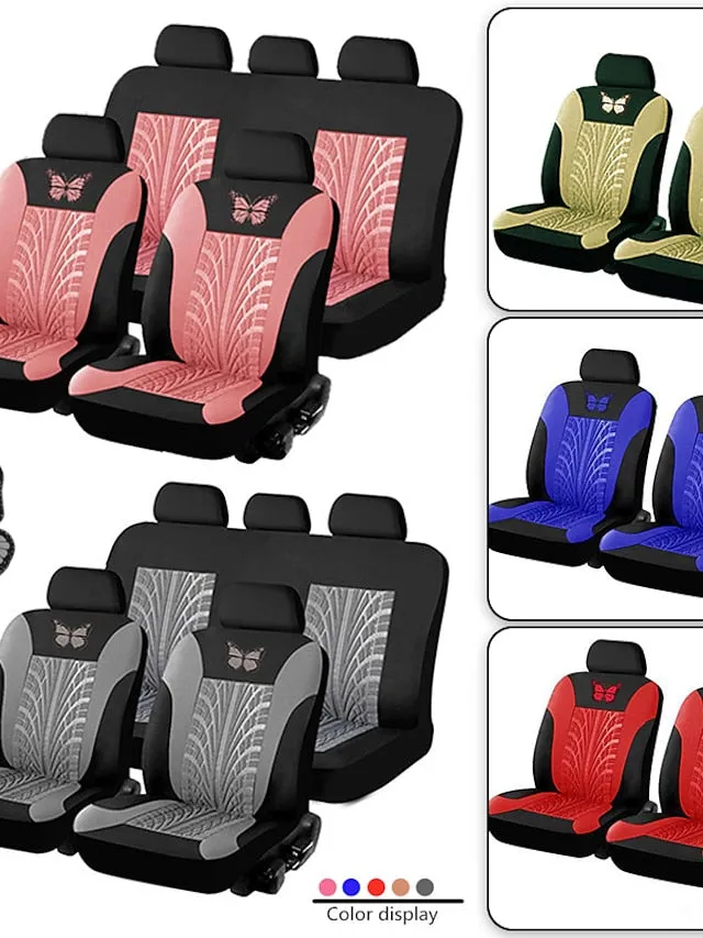 5 Seats Car Seat Cover Full Set Fully Surrounded Car Seat Cover  Car Interior Washable Breathable Comfortable Butterfly Pattern Embroidery Car Seat Cover