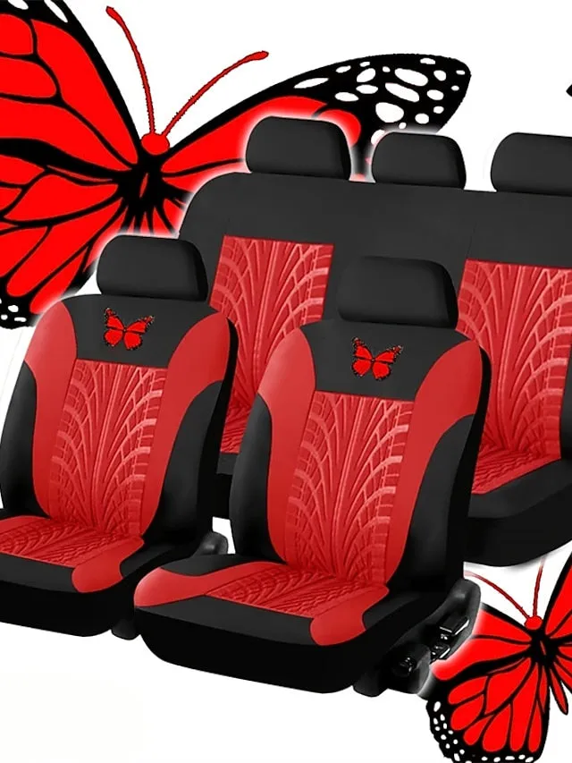 5 Seats Car Seat Cover Full Set Fully Surrounded Car Seat Cover  Car Interior Washable Breathable Comfortable Butterfly Pattern Embroidery Car Seat Cover