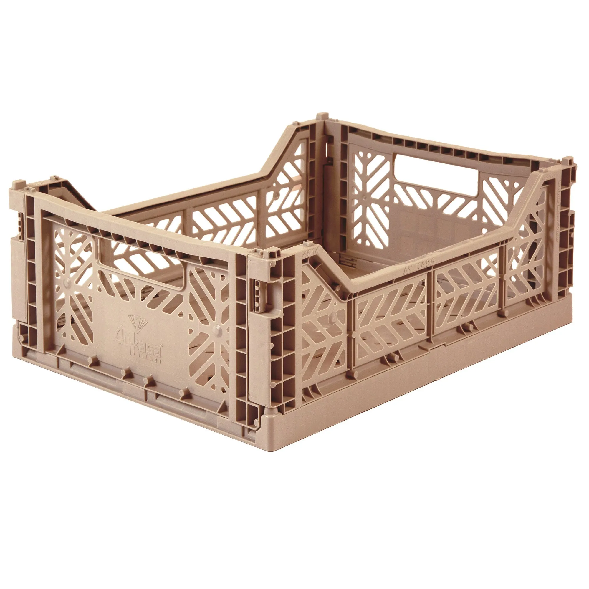 Aykasa - Medium Folding Storage Crate: Warm Taupe