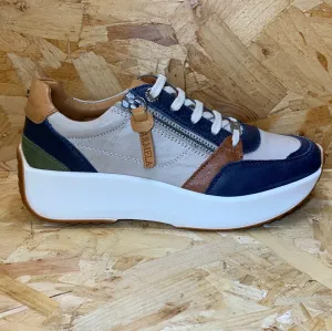 Carmela Womens Leather Fashion Trainers - Navy