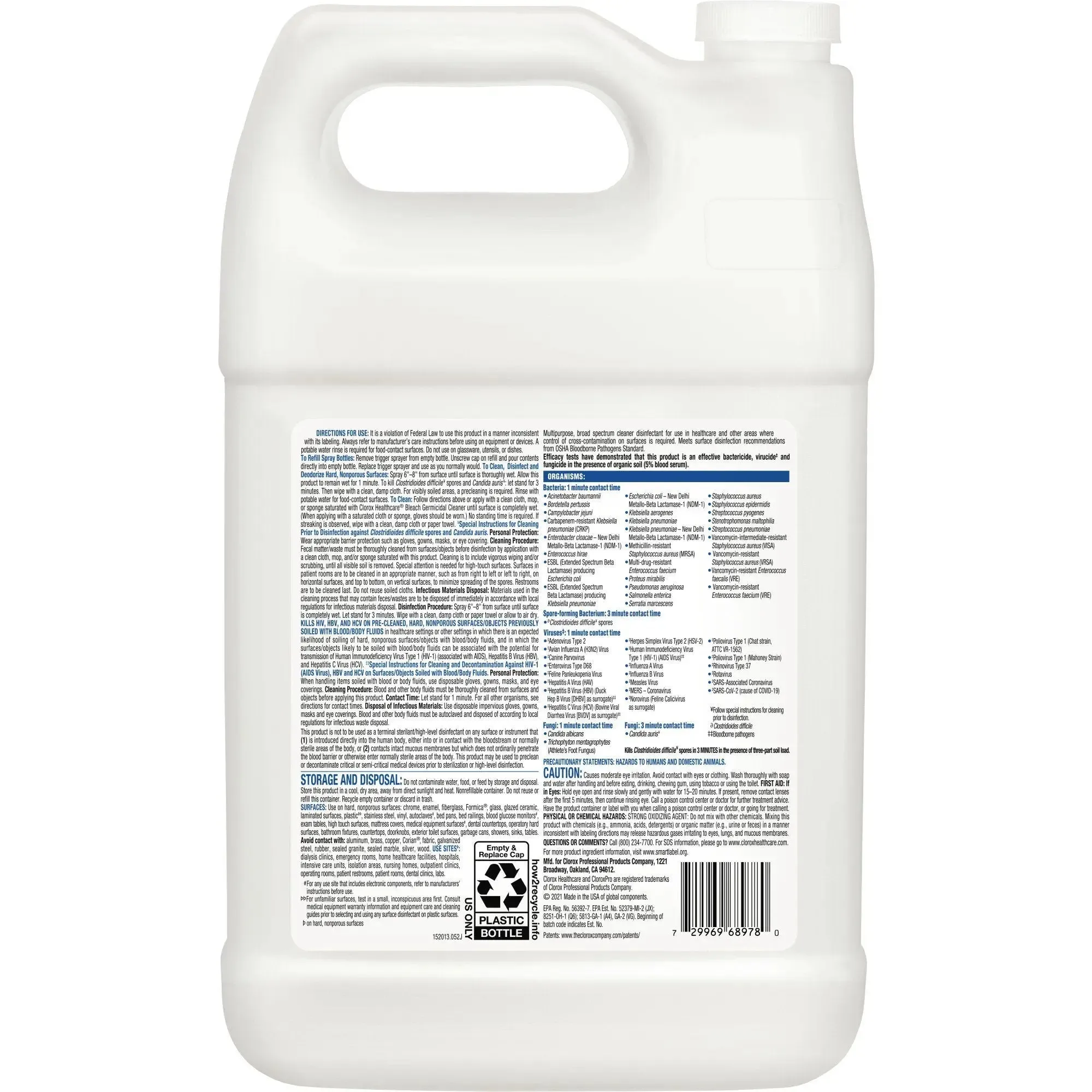 Clorox® Healthcare® Bleach Germicidal Cleaner, 1 gal Jug