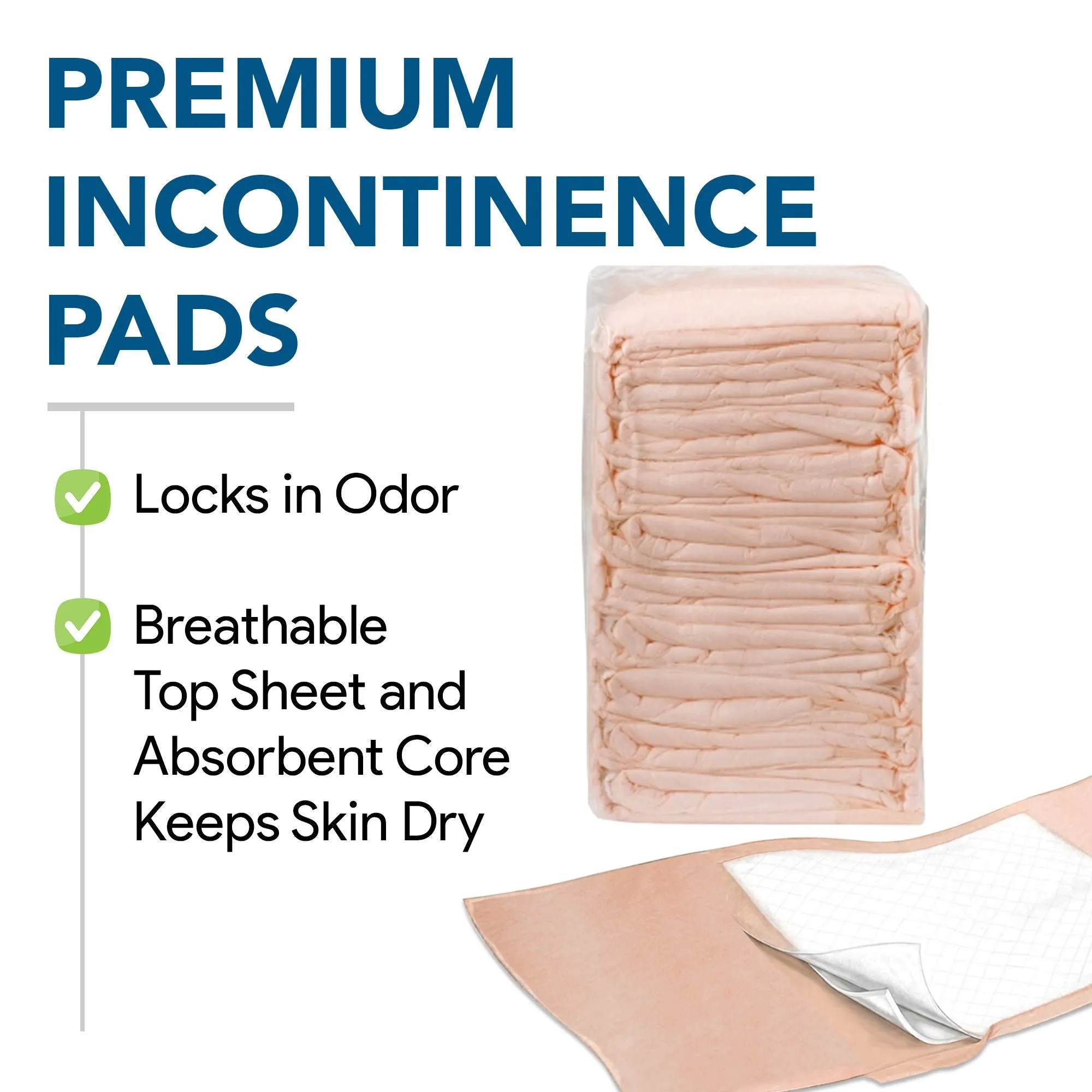 Disposable Incontinence Bed Pads 36"x70", 31"x31" Pad and Tuckable Poly Sides