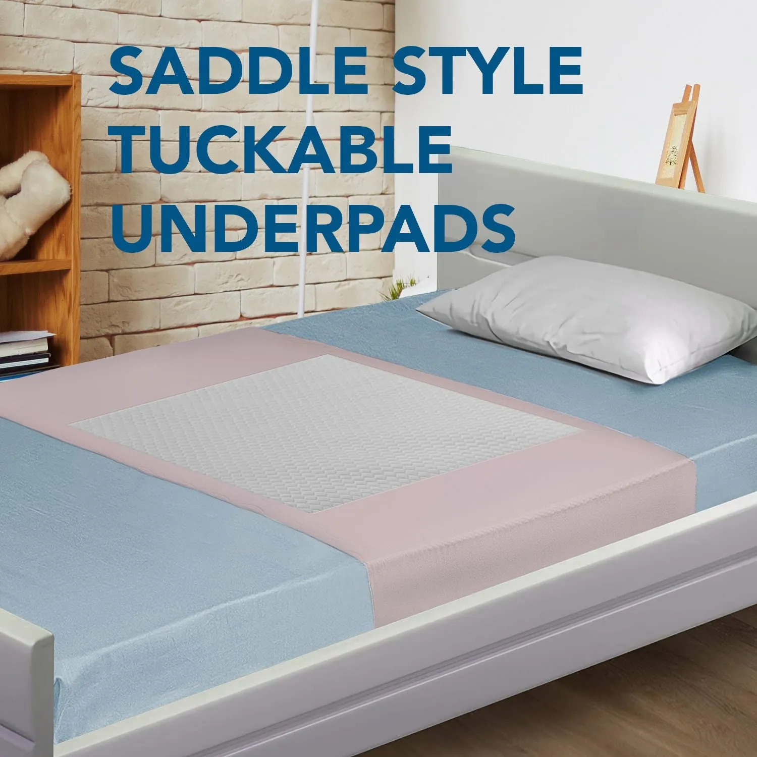 Disposable Incontinence Bed Pads 36"x70", 31"x31" Pad and Tuckable Poly Sides