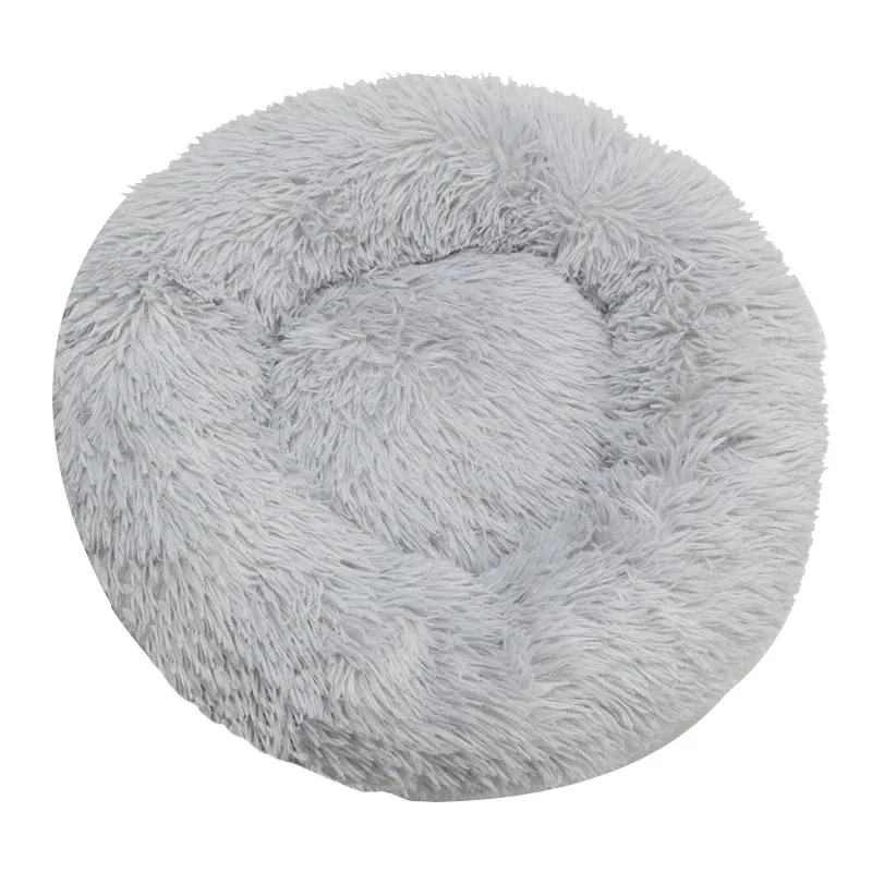 Fluffy Round Pet Bed – Super Soft Plush Nest for Dogs and Cats (50-70cm)