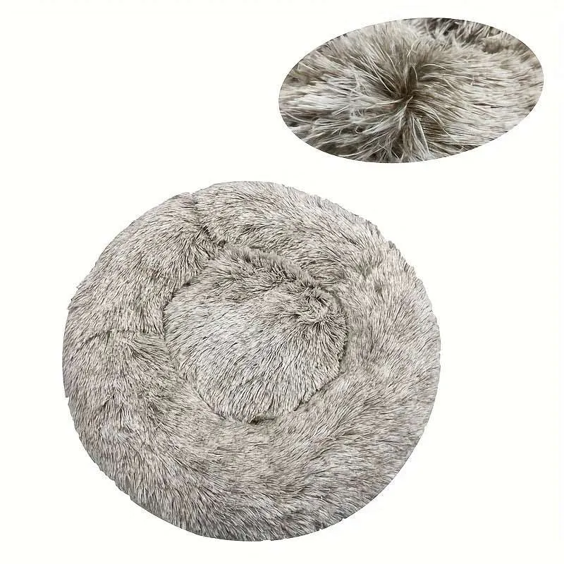 Fluffy Round Pet Bed – Super Soft Plush Nest for Dogs and Cats (50-70cm)