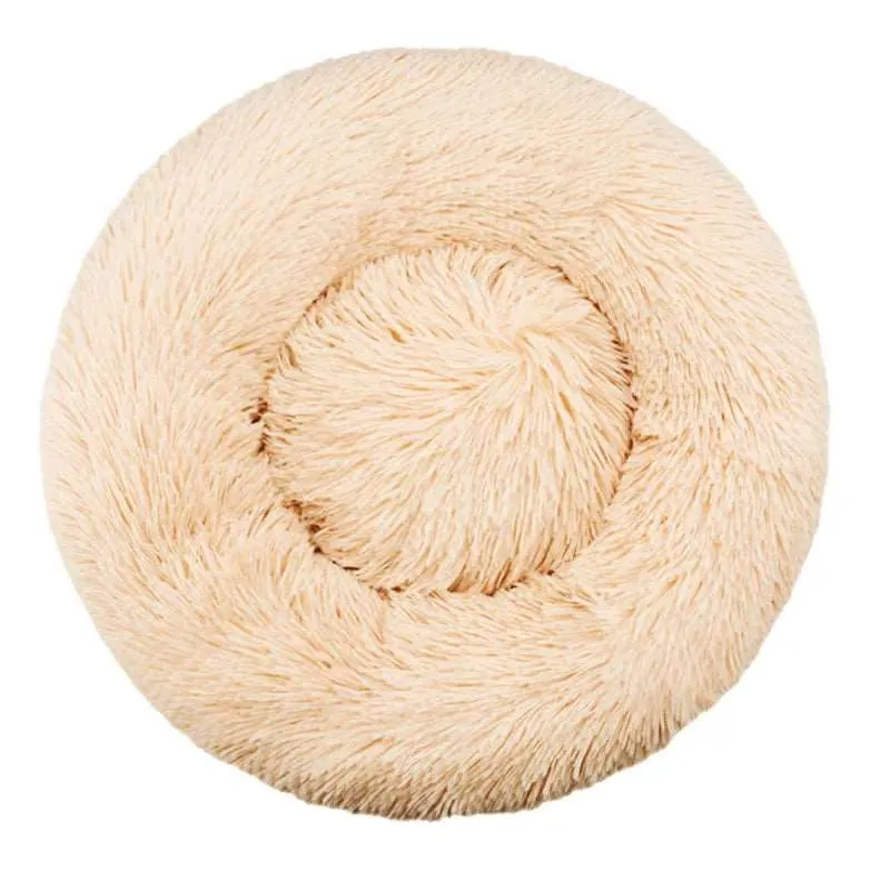 Fluffy Round Pet Bed – Super Soft Plush Nest for Dogs and Cats (50-70cm)