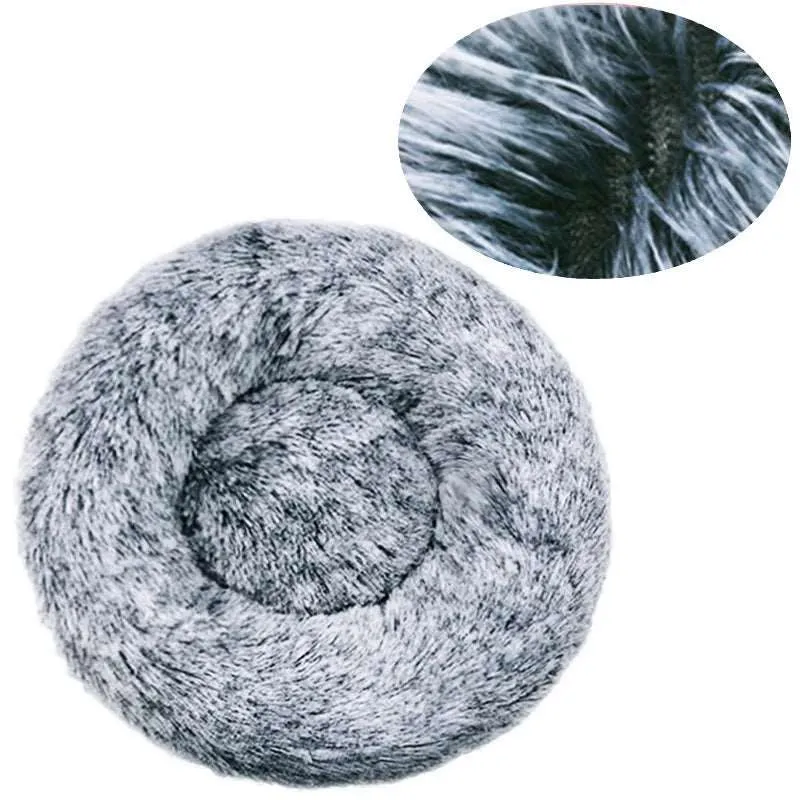 Fluffy Round Pet Bed – Super Soft Plush Nest for Dogs and Cats (50-70cm)
