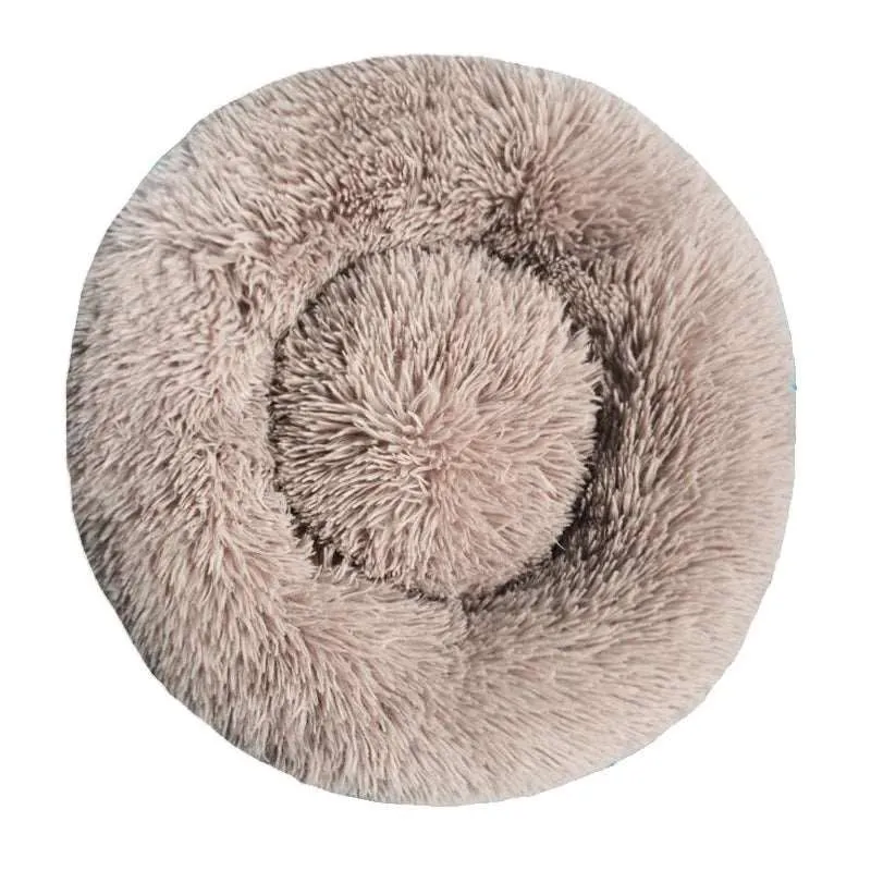 Fluffy Round Pet Bed – Super Soft Plush Nest for Dogs and Cats (50-70cm)