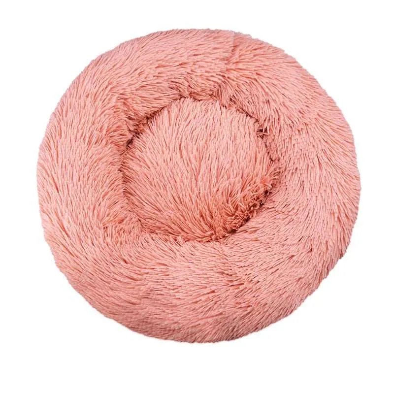 Fluffy Round Pet Bed – Super Soft Plush Nest for Dogs and Cats (50-70cm)