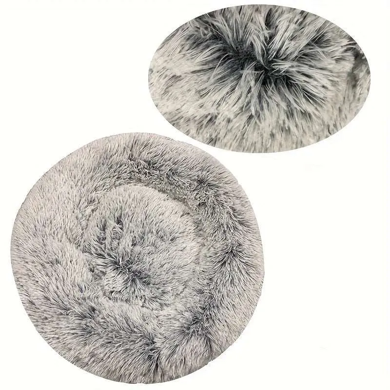 Fluffy Round Pet Bed – Super Soft Plush Nest for Dogs and Cats (50-70cm)