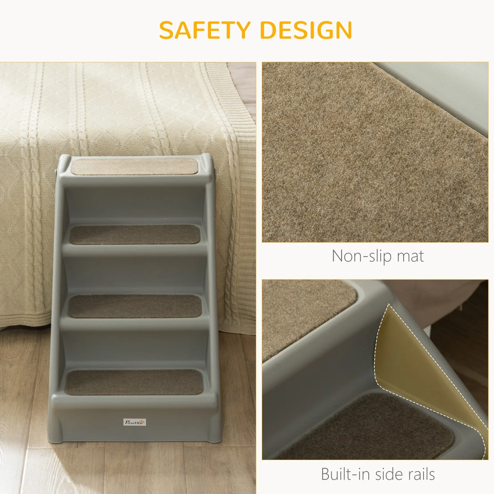 Foldable Pet Stairs for Cats, 62cm - Grey