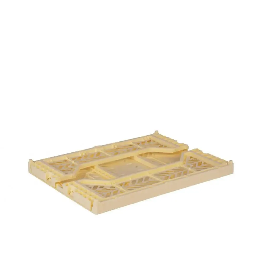 Foldable Storage Bins, Plastic Crate for Storage, Collapsible Crate, Utility Stackable Box Medium Banana