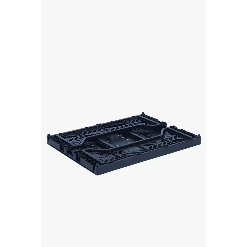 Foldable Storage Bins, Plastic Crate for Storage, Collapsible Crate, Utility Stackable Box Medium Navy