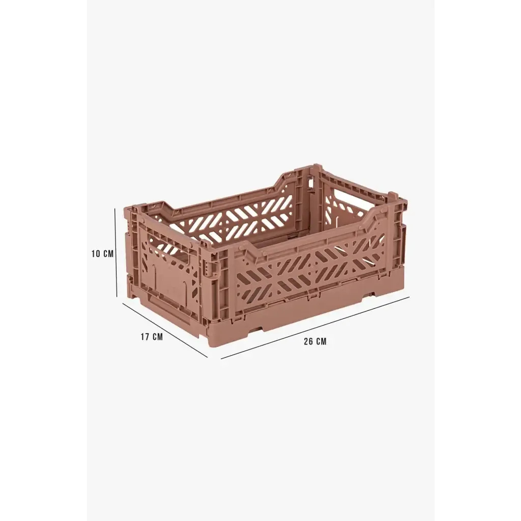 Foldable Storage Bins, Plastic Crate for Storage, Collapsible Crate, Utility Stackable Box Small Warm Taupe