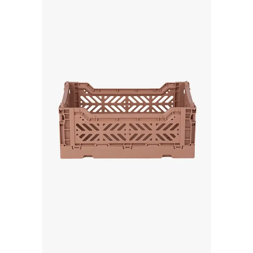 Foldable Storage Bins, Plastic Crate for Storage, Collapsible Crate, Utility Stackable Box Small Warm Taupe