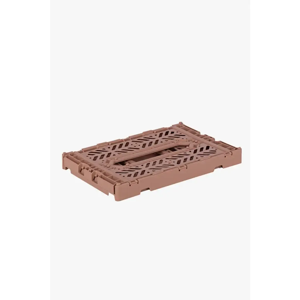 Foldable Storage Bins, Plastic Crate for Storage, Collapsible Crate, Utility Stackable Box Small Warm Taupe