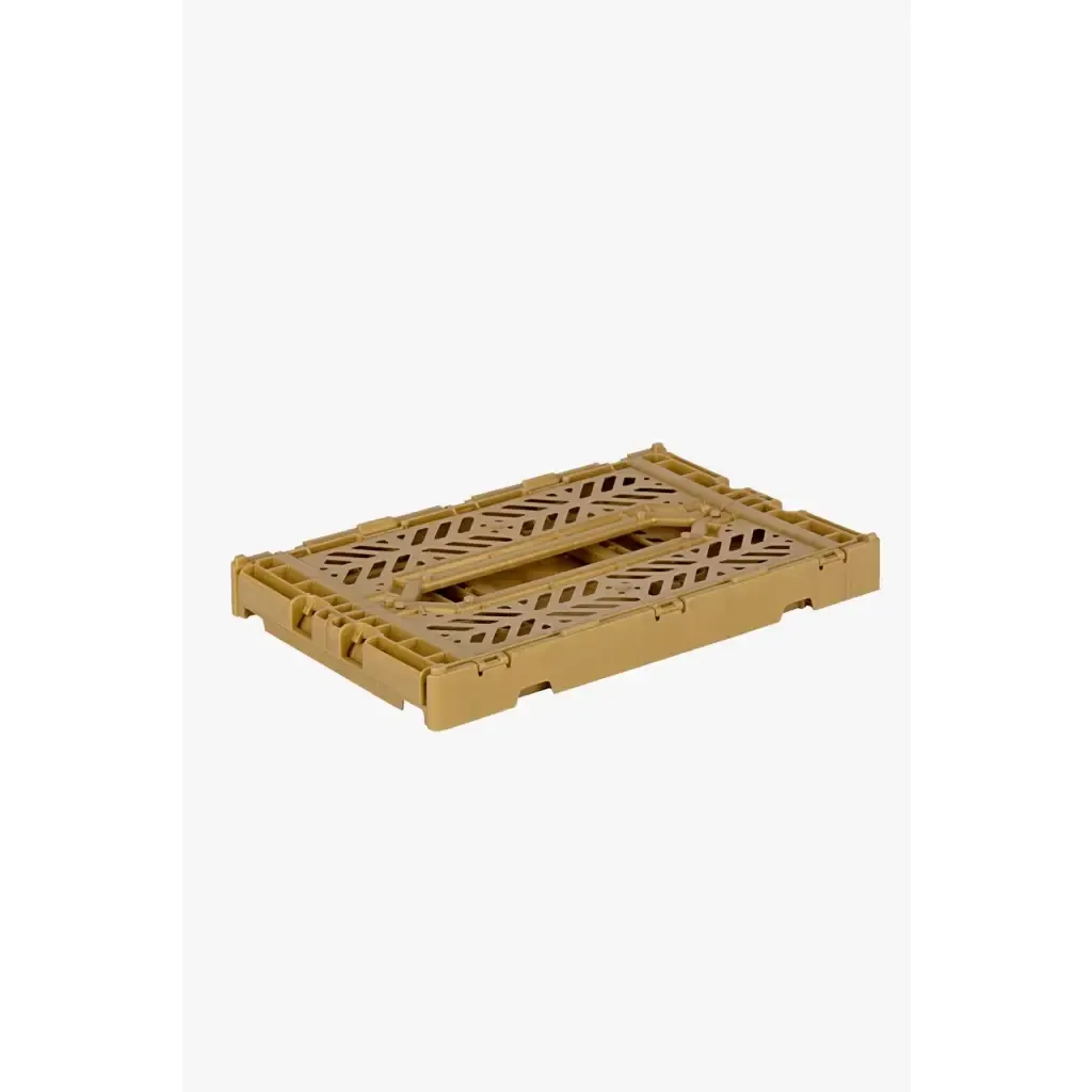 Foldable Storage Bins,Plastic Crate for Storage,Collapsible Crate, Utility Stackable Box Small Gold