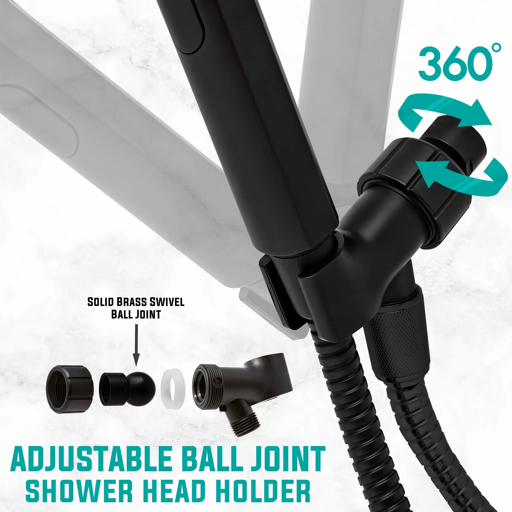 [FREE] Metpure High-Pressure Handheld Shower Head with Easy Clicker for Multiple Sprays. Low Profile Lightweight Rectangular Shower Head. Stainless Steel Hose & Adjustable Mount Holder. Matte Black Finish