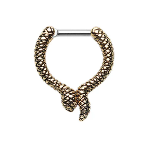 Gold Slithering Snake Septum Clicker