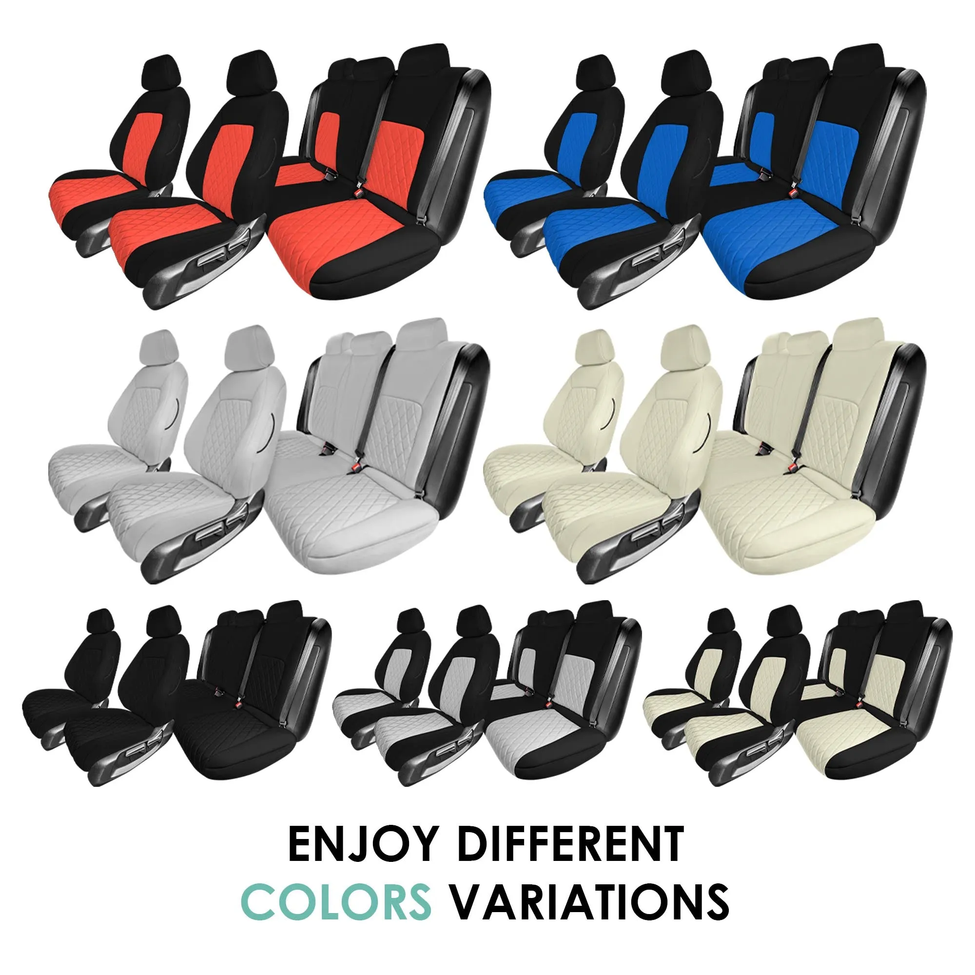 Honda Civic 2016 - 2025 Sedan Full Set Seat Covers (Solid Rear) - Black Ultraflex Neoprene