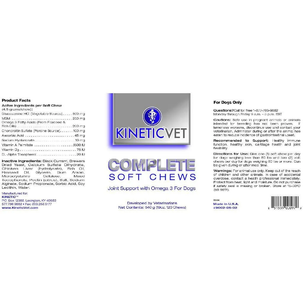 Kinetic Vet Complete Joint Support Soft Chews for Dogs (120 count)