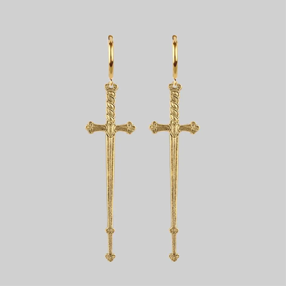MERCY. Sword Hoop Earrings - Gold
