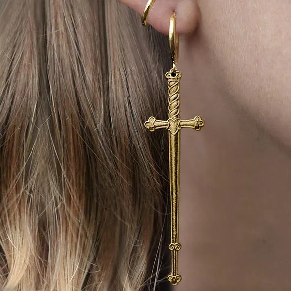 MERCY. Sword Hoop Earrings - Gold