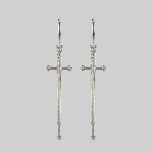 MERCY. Sword Hoop Earrings - Silver