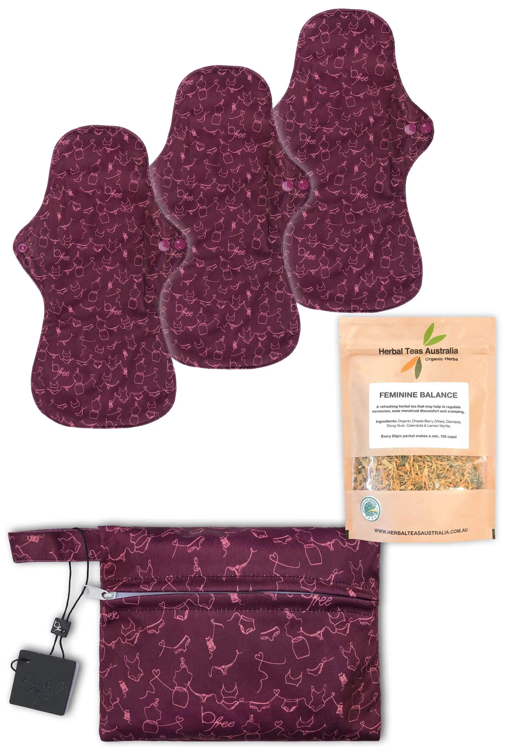 Night Reusable Stay-Dry Pads   Hormone Balancing Tea Set