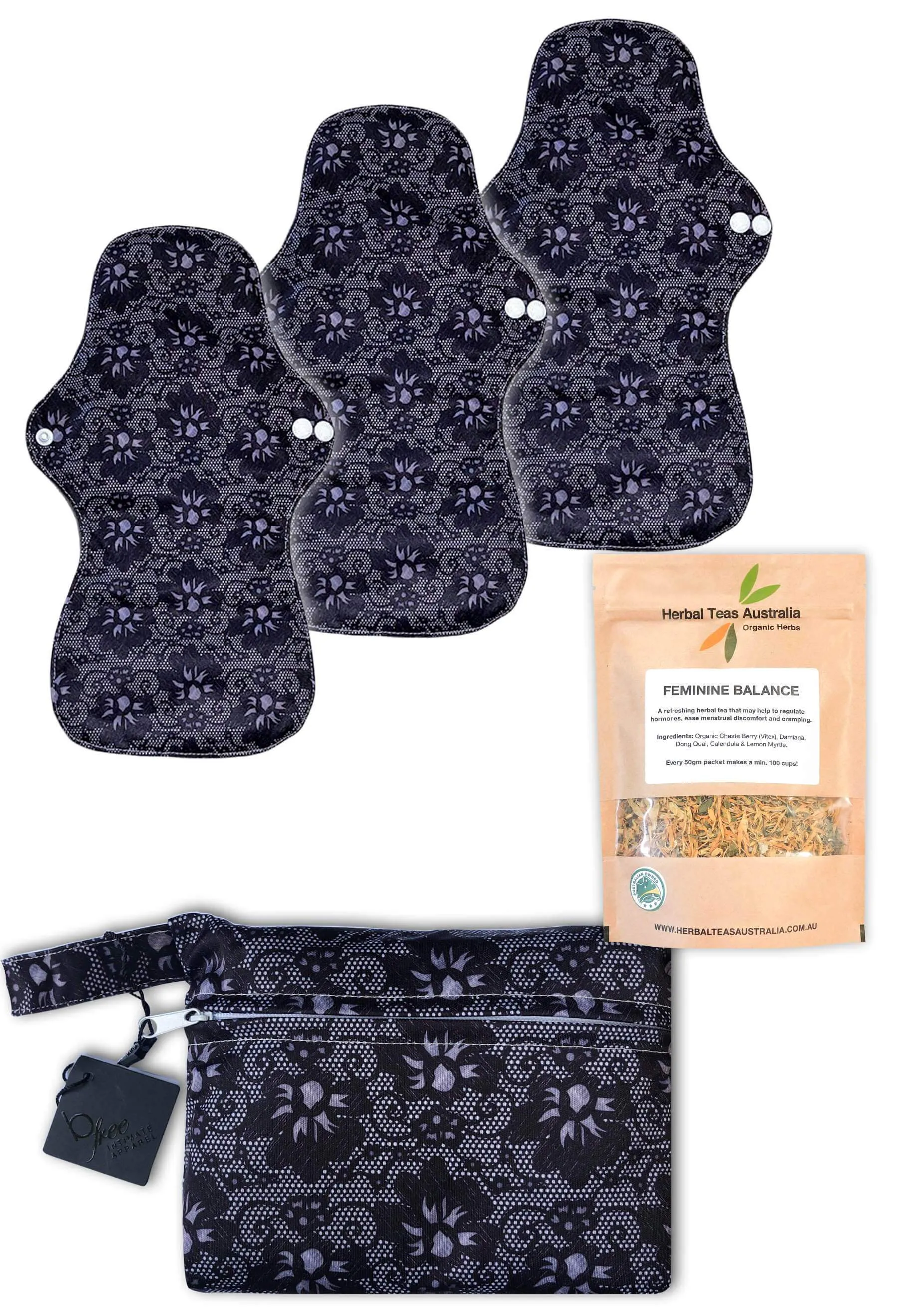 Night Reusable Stay-Dry Pads   Hormone Balancing Tea Set