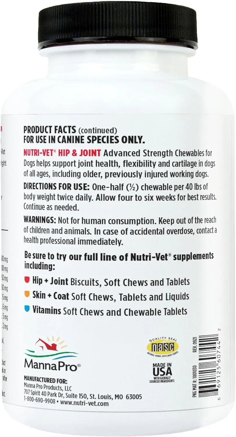 Nutri-Vet® Hip & Joint Advanced Strength Chewable Tablets (300 ct) for Dogs (Discontinued)