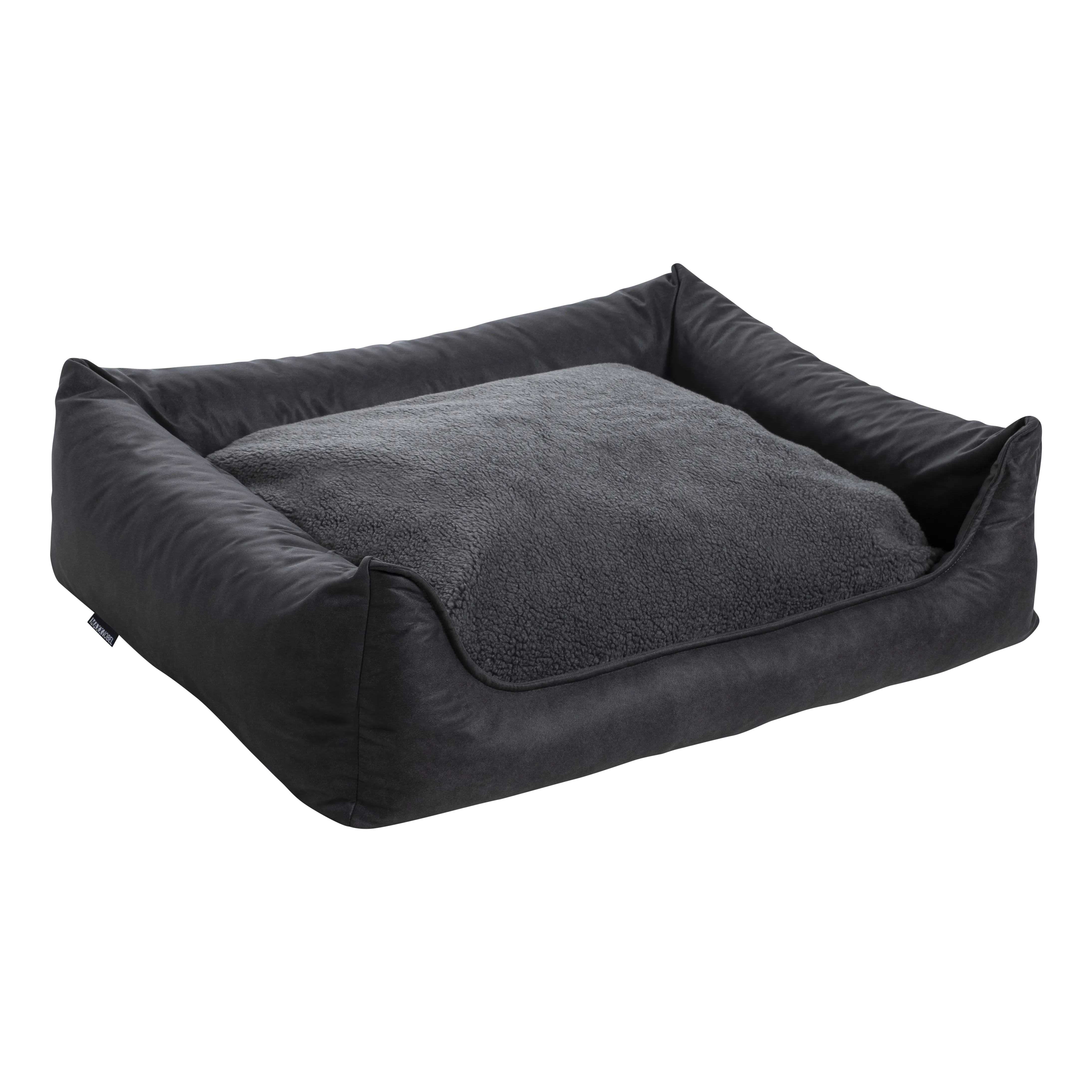 Orthopedic Sofa - Leatherlook/Teddy - Black