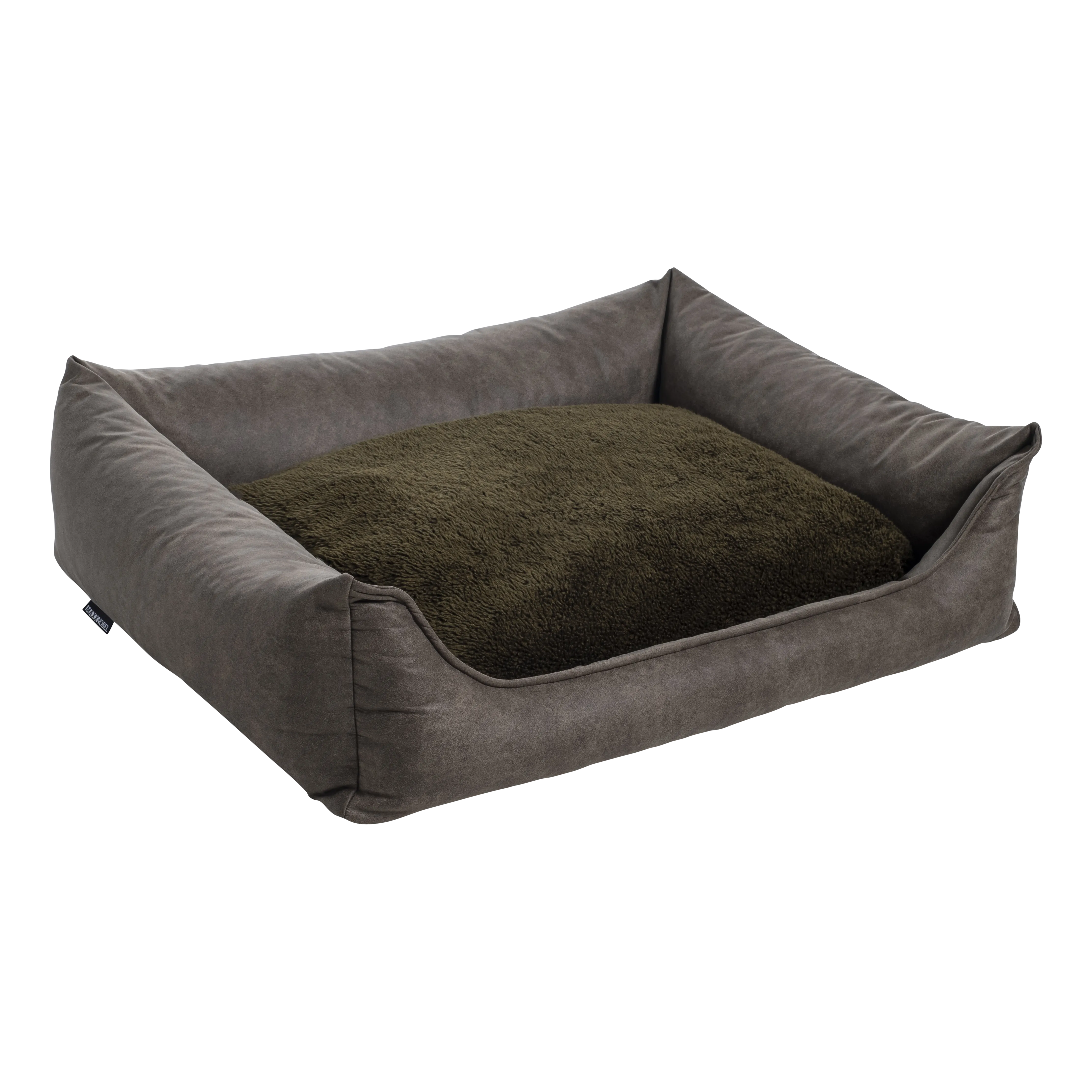 Orthopedic Sofa - Leatherlook/Teddy - Olive