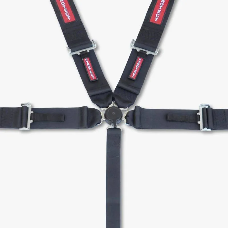 Pyrotect 6-Point Standard Camlock Harness w/ Bolt Plates - 3" Width - Pull Down Adjust - Black