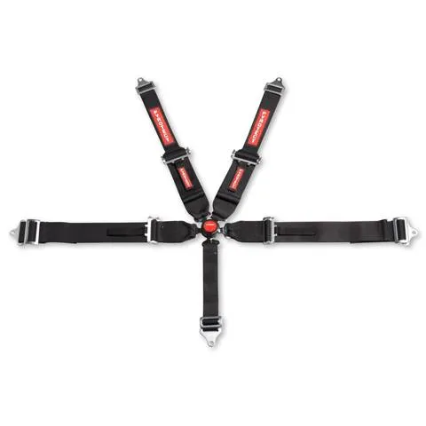 Pyrotect 6-Point Standard Camlock Harness w/ Bolt Plates - 3" Width - Pull Down Adjust - Black