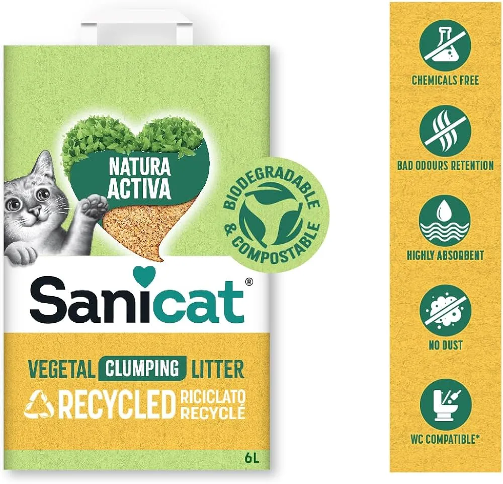 SaniCat | Recycled Corn Cob | Clumping Natural Cat Litter - 6L