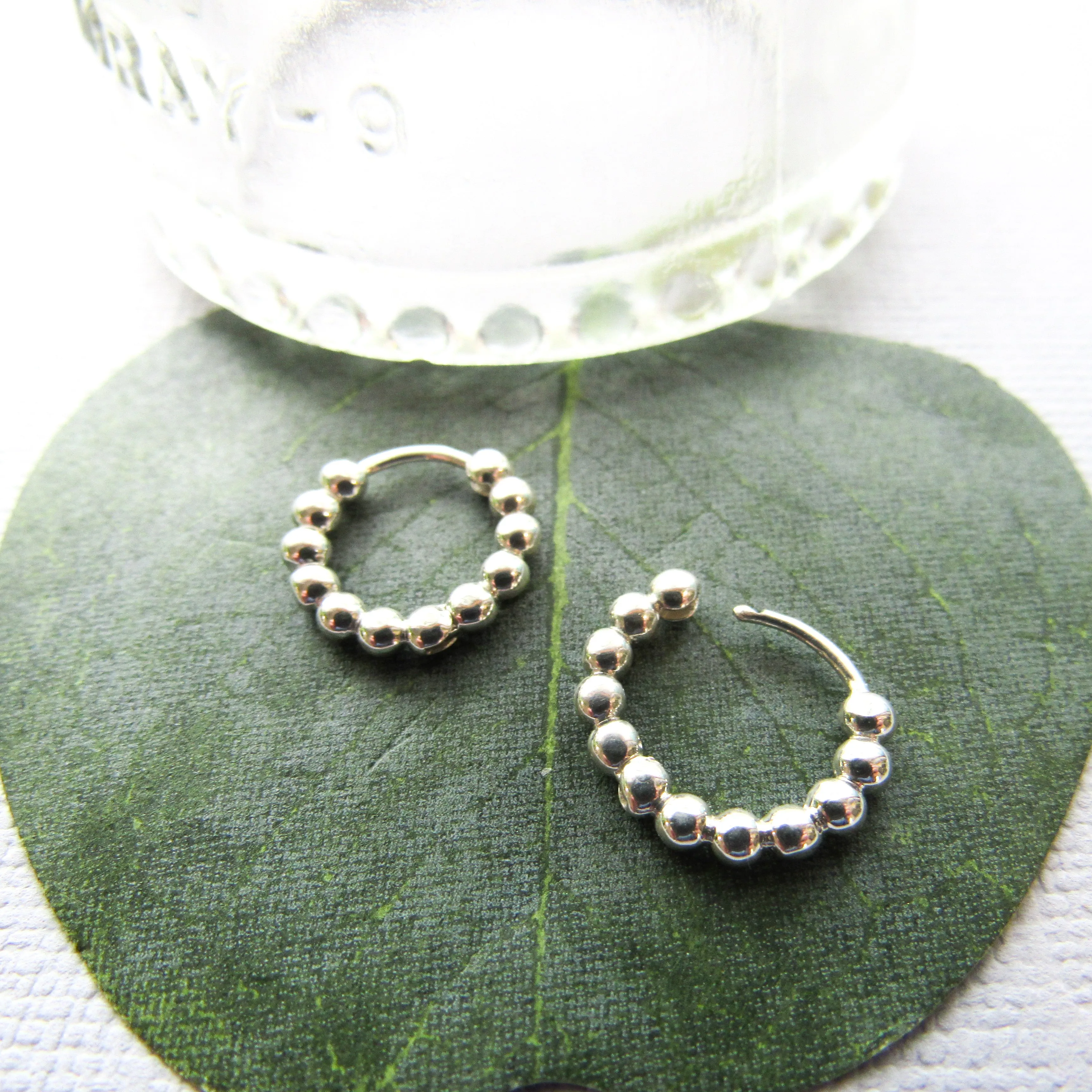 Silver Bead Huggie Hoops