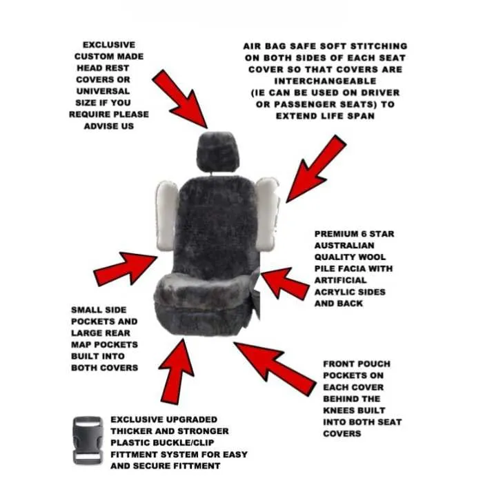 Snugseat™ Australian Sheepskin Seat Covers Airbag Safe 22mm