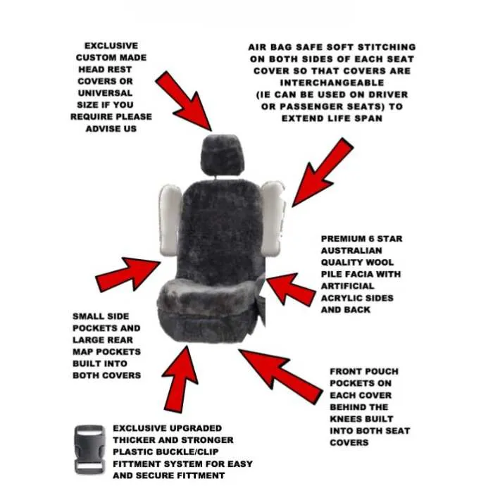 Snugseat™ Australian Sheepskin Seat Covers Airbag Safe 30MM