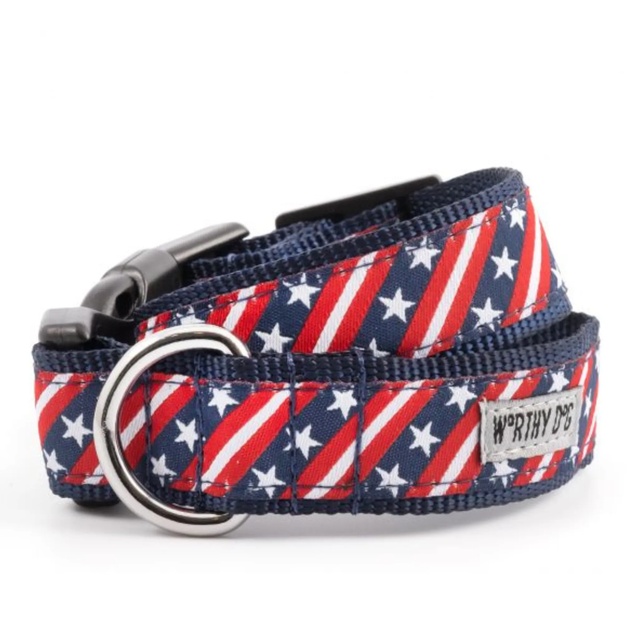 The Worthy Dog Bias Stars and Stripes Dog Collar