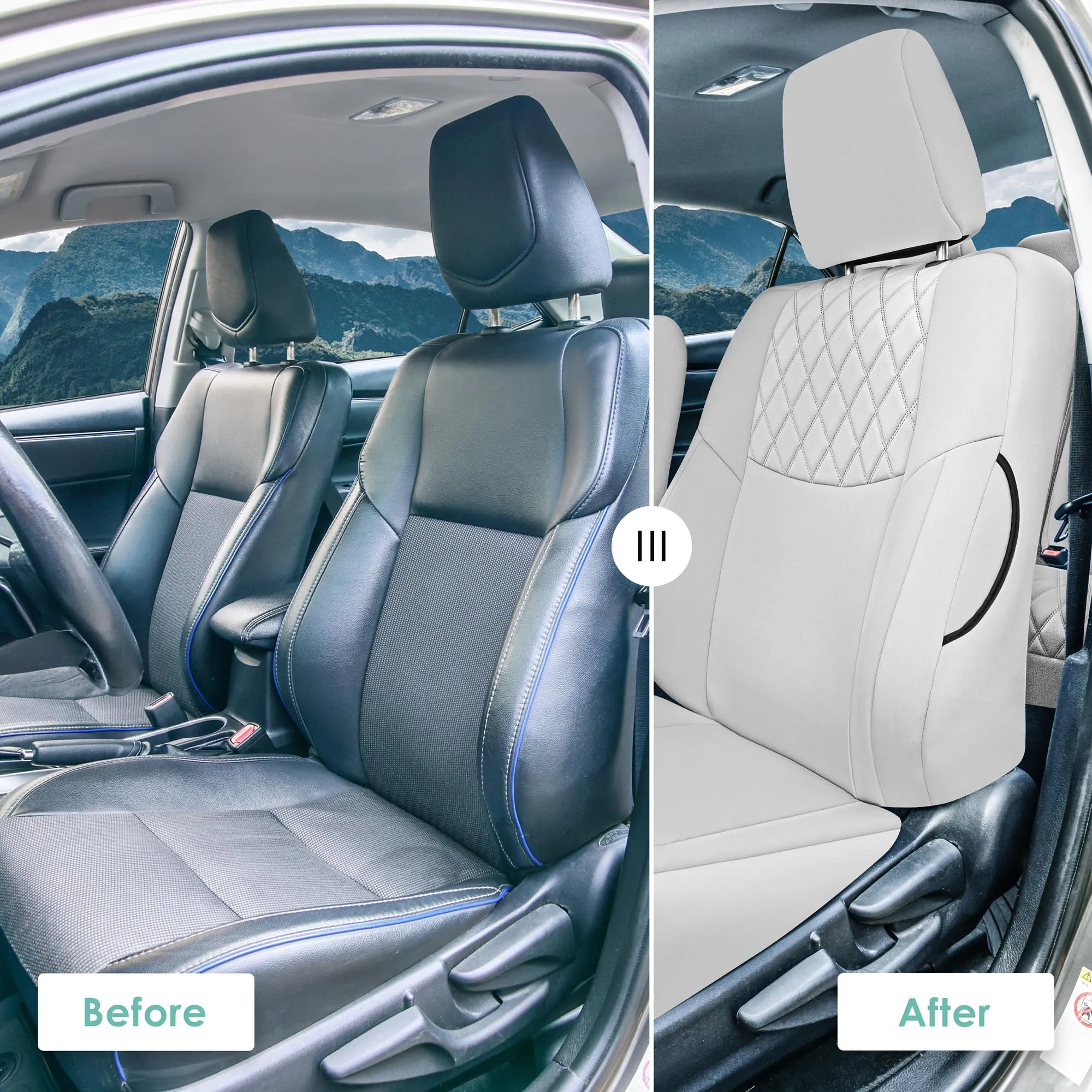 Toyota Corolla S | SE | LE 2014-2019 - Front Set Seat Covers - Solid Gray Ultraflex Neoprene