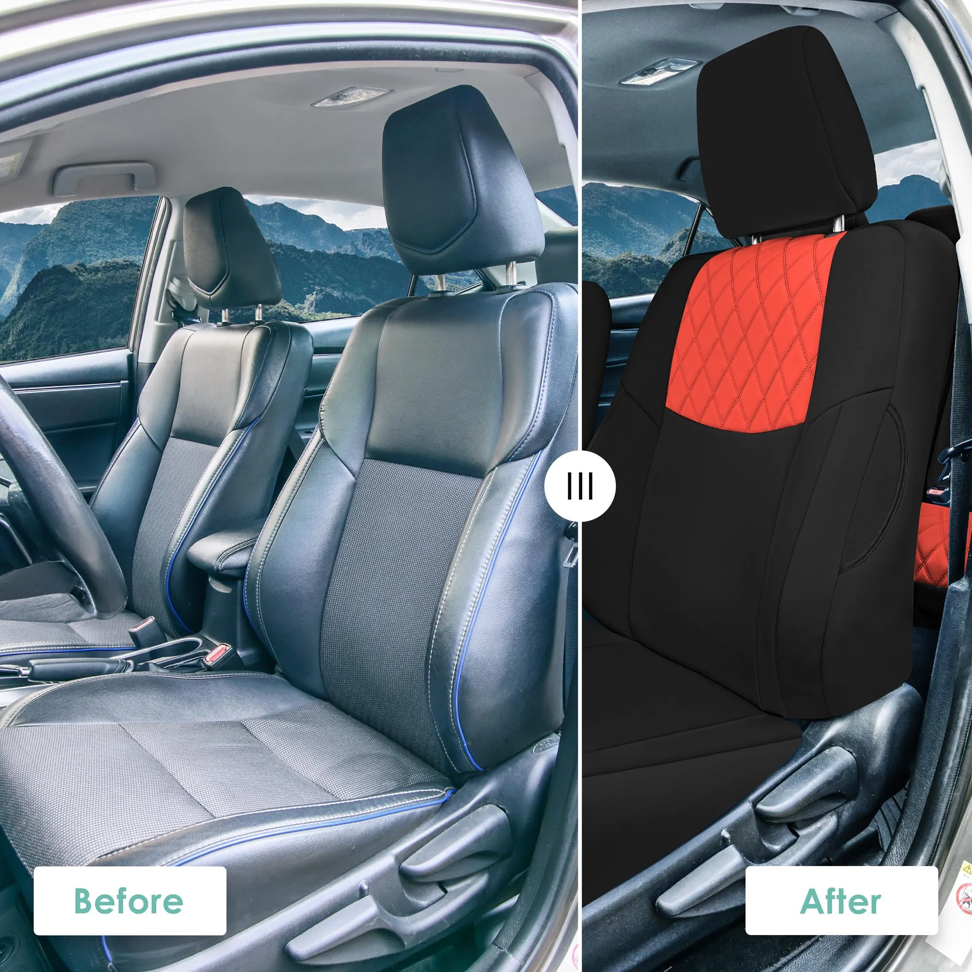 Toyota Corolla S | SE | LE 2014-2019 - Full Set Seat Covers - Red Ultraflex Neoprene
